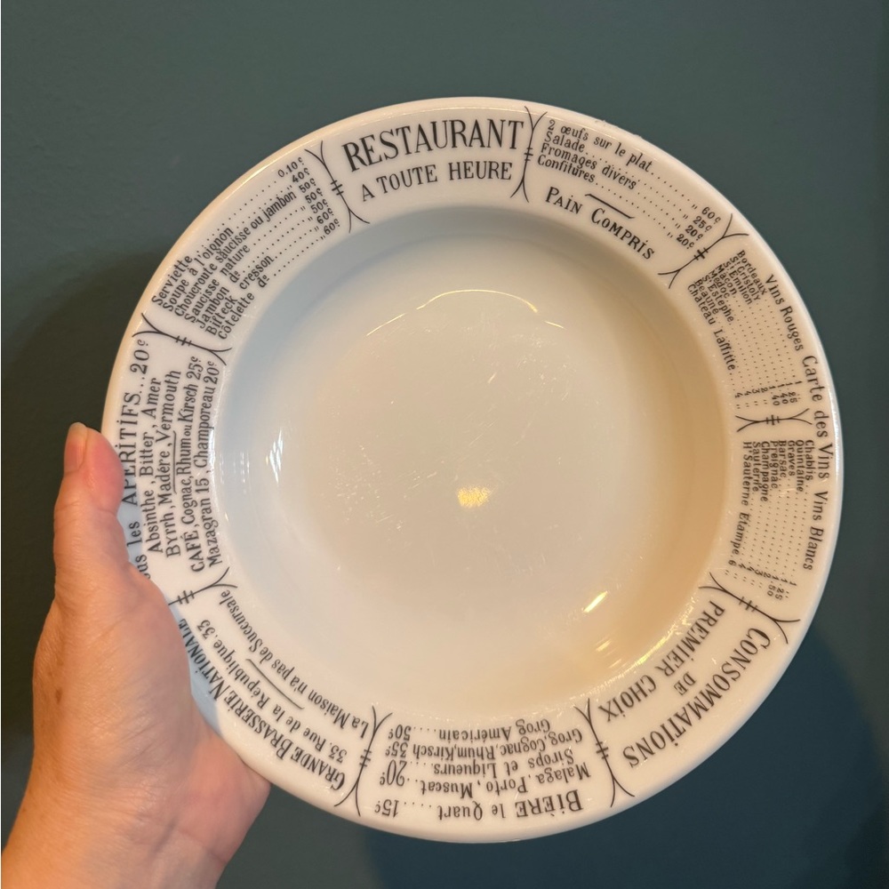 Pillivuyt Brasserie 9” Large Rim Soup Bowl, France
